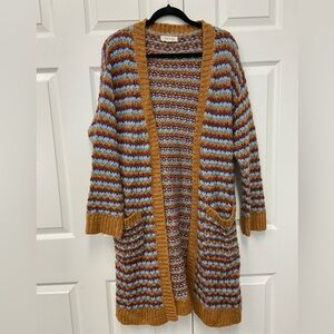 Cozy Striped Cardigan in Brown and Blue
